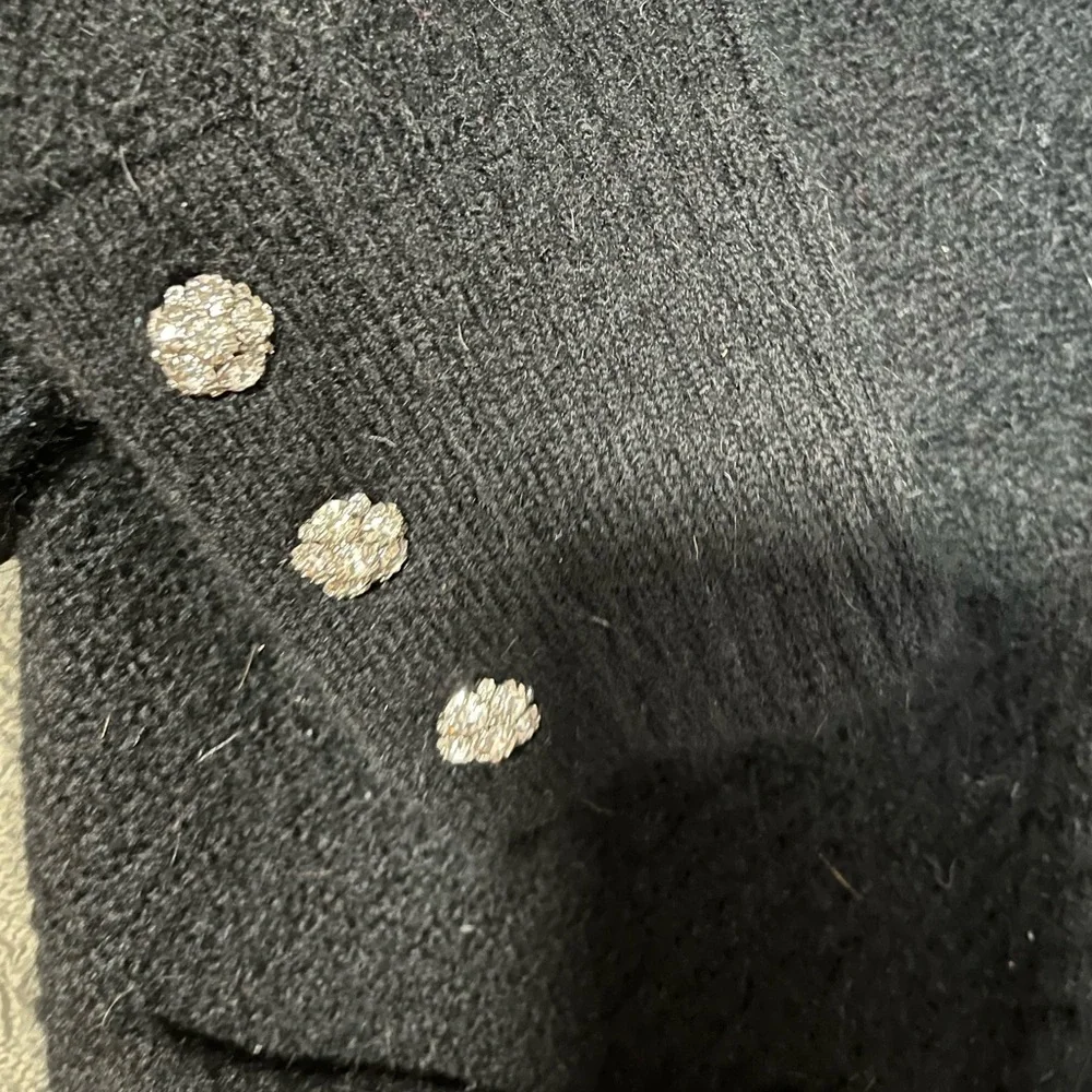 J Crew Odette Black Jacket Sweater Jewel Accents Wool Alpaca Blend Medium NWT - Picture 11 of 14